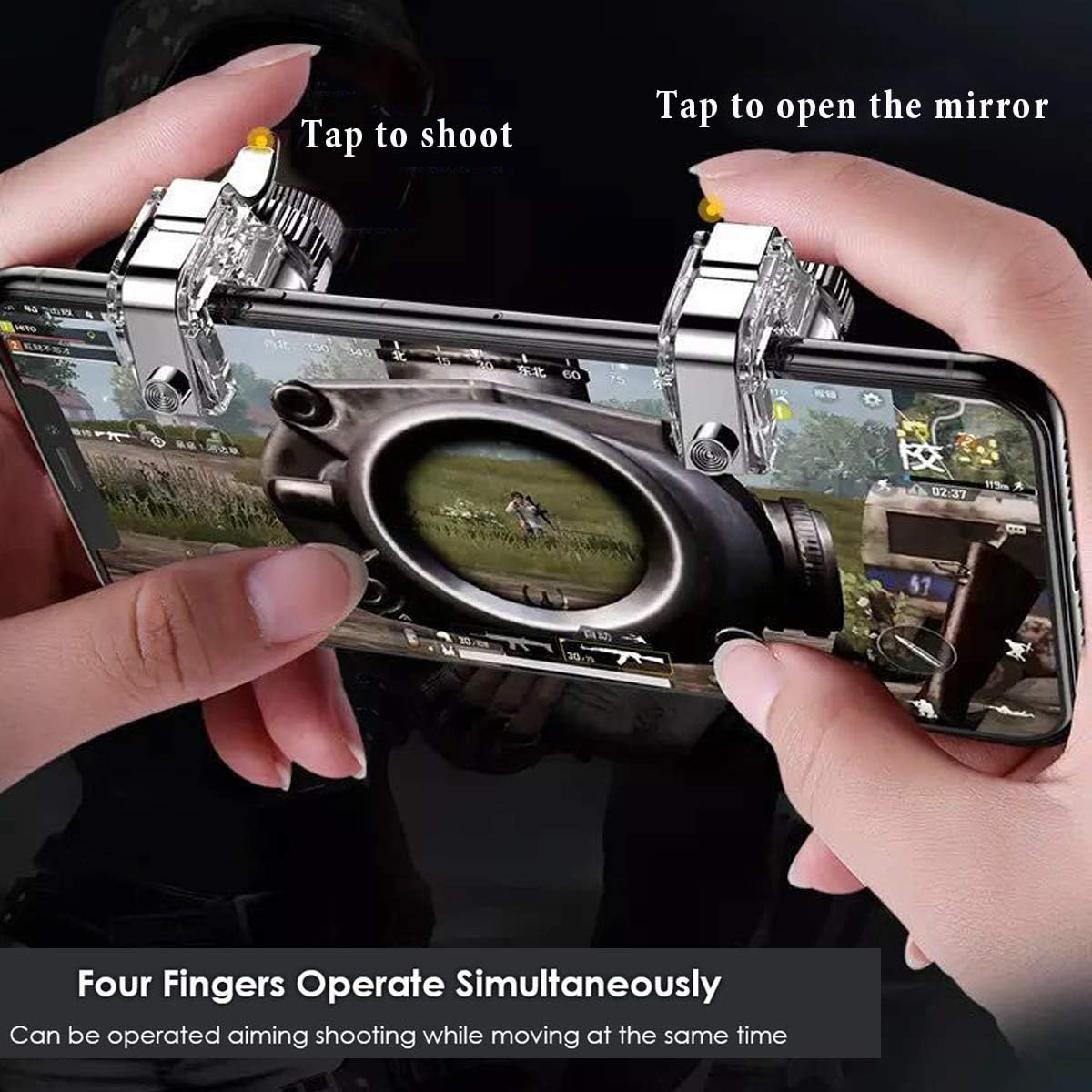 Newseego for Mobile Game Controllers, Phone Triggers for Mobile Phone, Sensitive Controller Joysticks Aim & Fire Trigger Keys for Rules of Survival (1 Pair Mobile Triggers) - Image 3