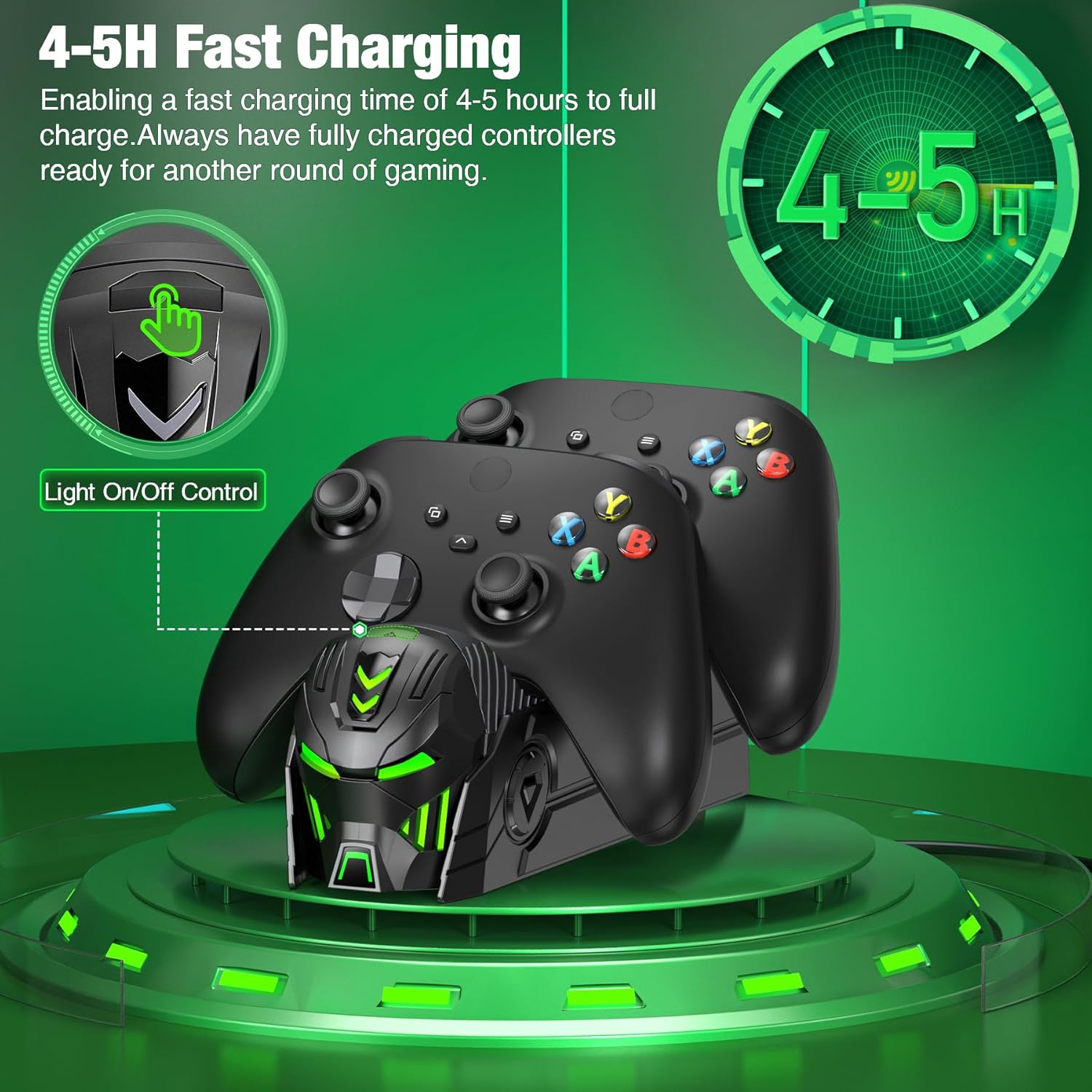 Charger Station Compatible with Xbox Controllers, 2x5520mWh Rechargeable Battery Pack for Xbox One/Series X|S Controllers with Dual Charging Dock and 4 Covers (Controller Not Included) - Image 5
