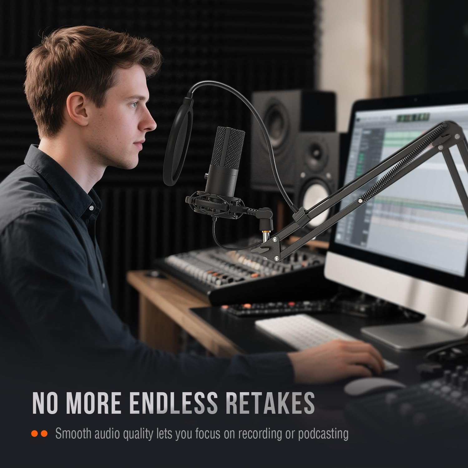 FIFINE Studio Condenser USB Microphone Computer PC Microphone Kit with Adjustable Boom Arm Stand Shock Mount for Instruments Voice Overs Recording Podcasting YouTube Vocal Gaming Streaming-T669 - Image 8