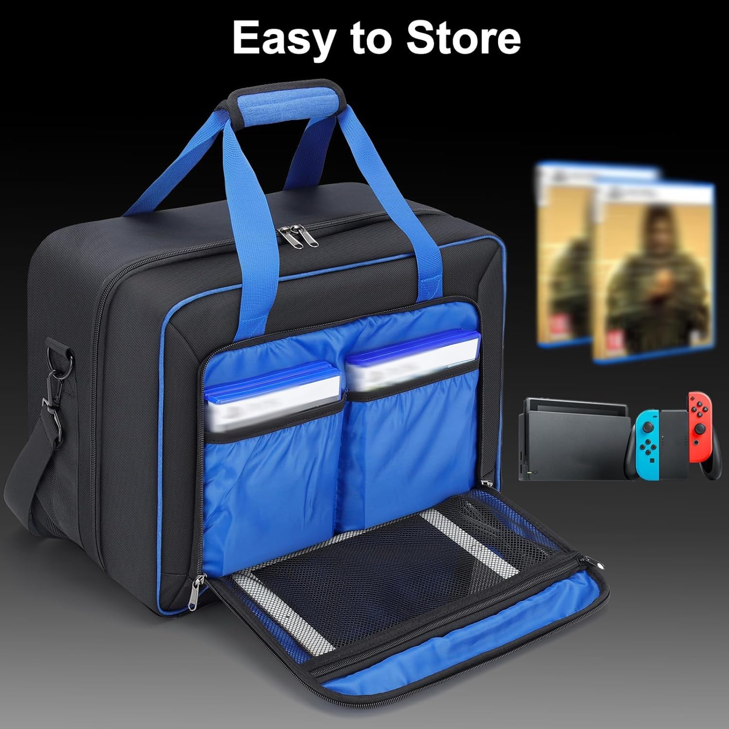 GDNasist Carrying Case Fit for PS5, Travel Thickened Protective Bag Compatible with Playstation 5 Console, Headset, PS5 Controller, Game Discs, and Gaming Accessories - Image 4