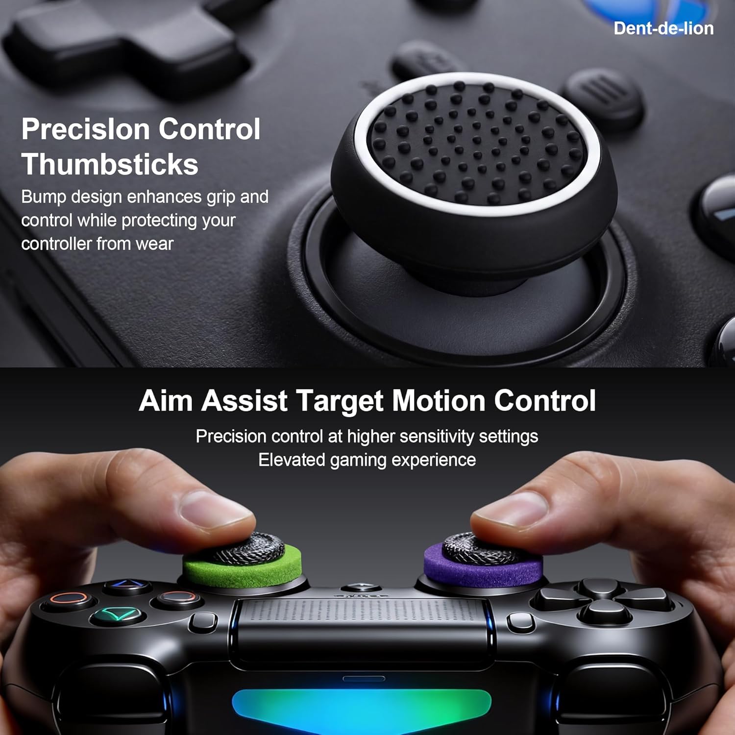2-in-1 Solid Wood Headset Stand with Dual Game Controller Holder, Gaming Headphone Stand with Storage Base, 6 Joystick Sponge Rings and 8 Thumb Grips Gaming Equipment Accessories for Desk - Image 2