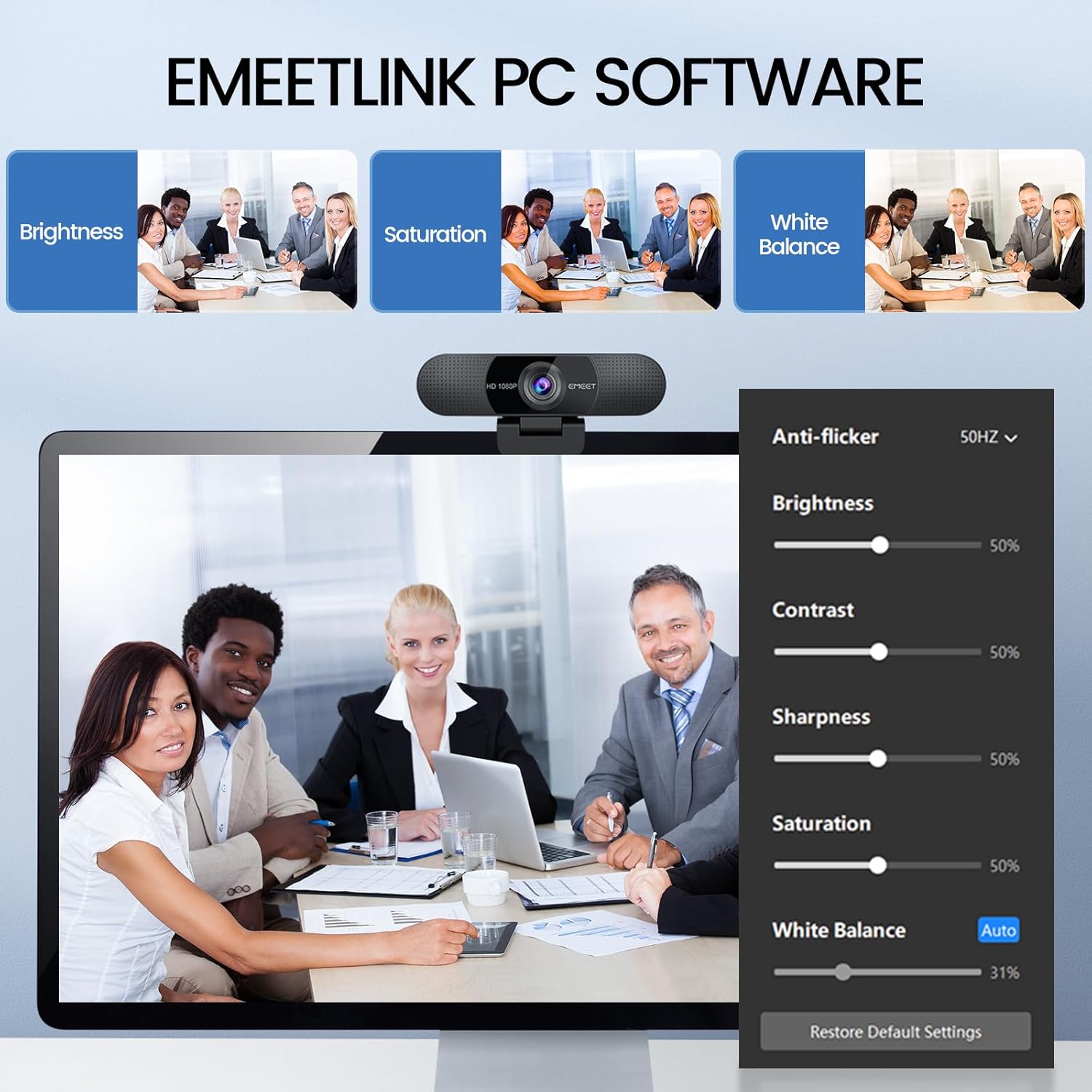EMEET C960 1080P Webcam with Microphone, 2 Mics, 90° FOV, USB Type-A & A-to-C Adapter, Fixed Focus, Plug&Play Computer Camera for Zoom/Teams/Facetime/YouTube/Google Meet/Switch 2 Camera, 2025 Version - Image 9