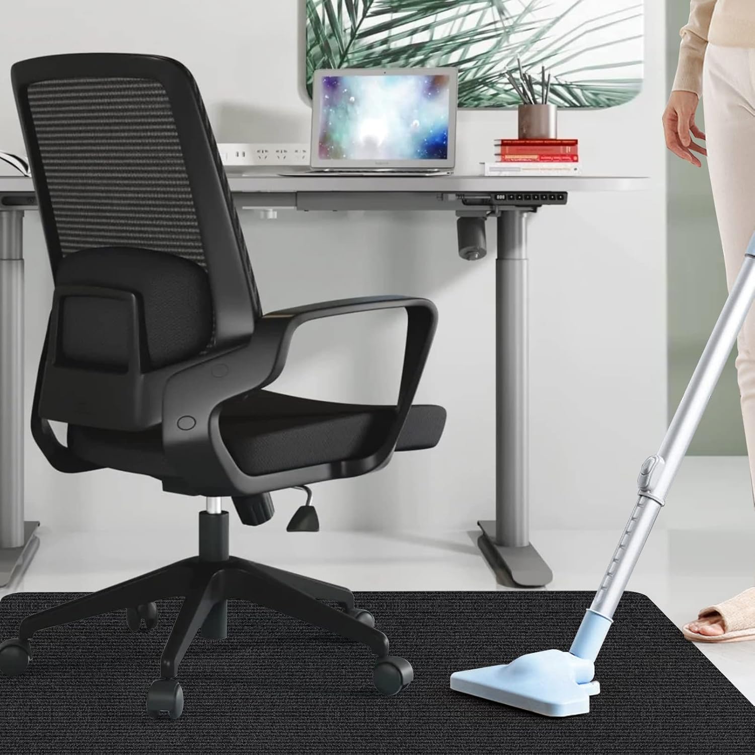 Sycoodeal Office Chair Mat for Hardwood Floor,Office Computer Gaming Chair Mat for Tile Floor,Large Floor Protector Rug,Anti-Slip,Easy to Clean,Pure Black(48"x36") - Image 6