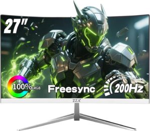 ZZA 27″ Curved Gaming Monitor...