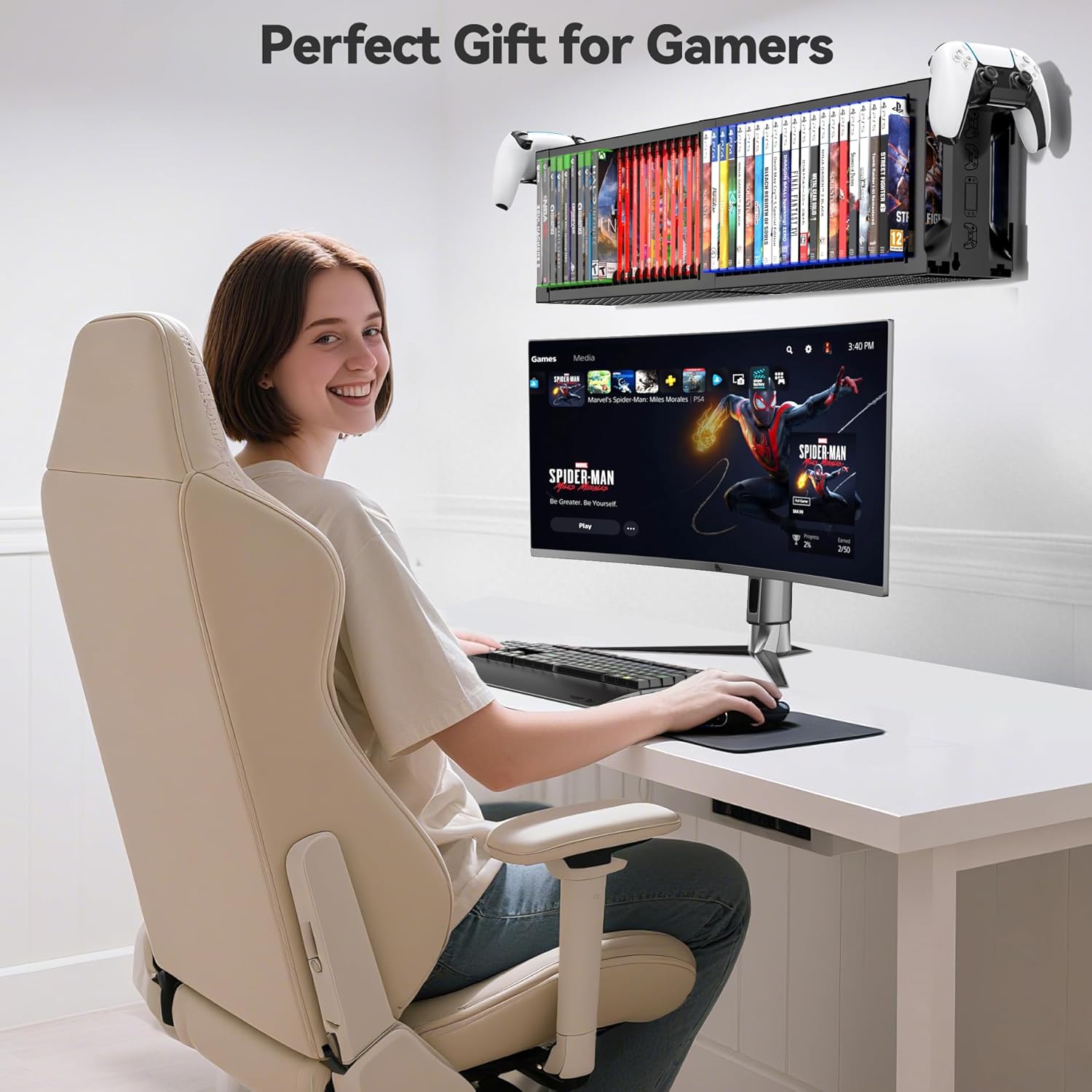 Video Game Disc Rack Tower Storage Holder Stand Universal for PS5/PS4/XBOX One/Series/NS Game, Game Organizer Shelf Display Stand for Wall Mount/Desk/Floor with Controller Holder Sega Genesis Consoles - Image 7