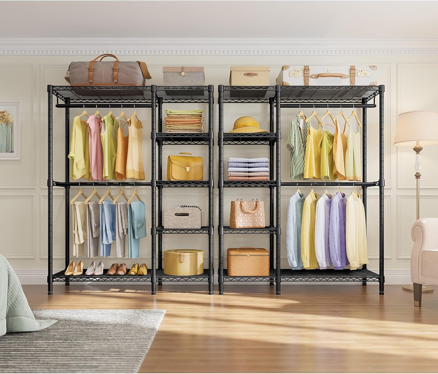 VIPEK V7 Garment Rack for Hanging Clothes Heavy Duty Clothes Rack with Shelves, Portable Closet Racks Metal Clothing Racks 5 Tiers Freestanding Closet Wardrobe System, Max Load 670lbs, Black - Image 3