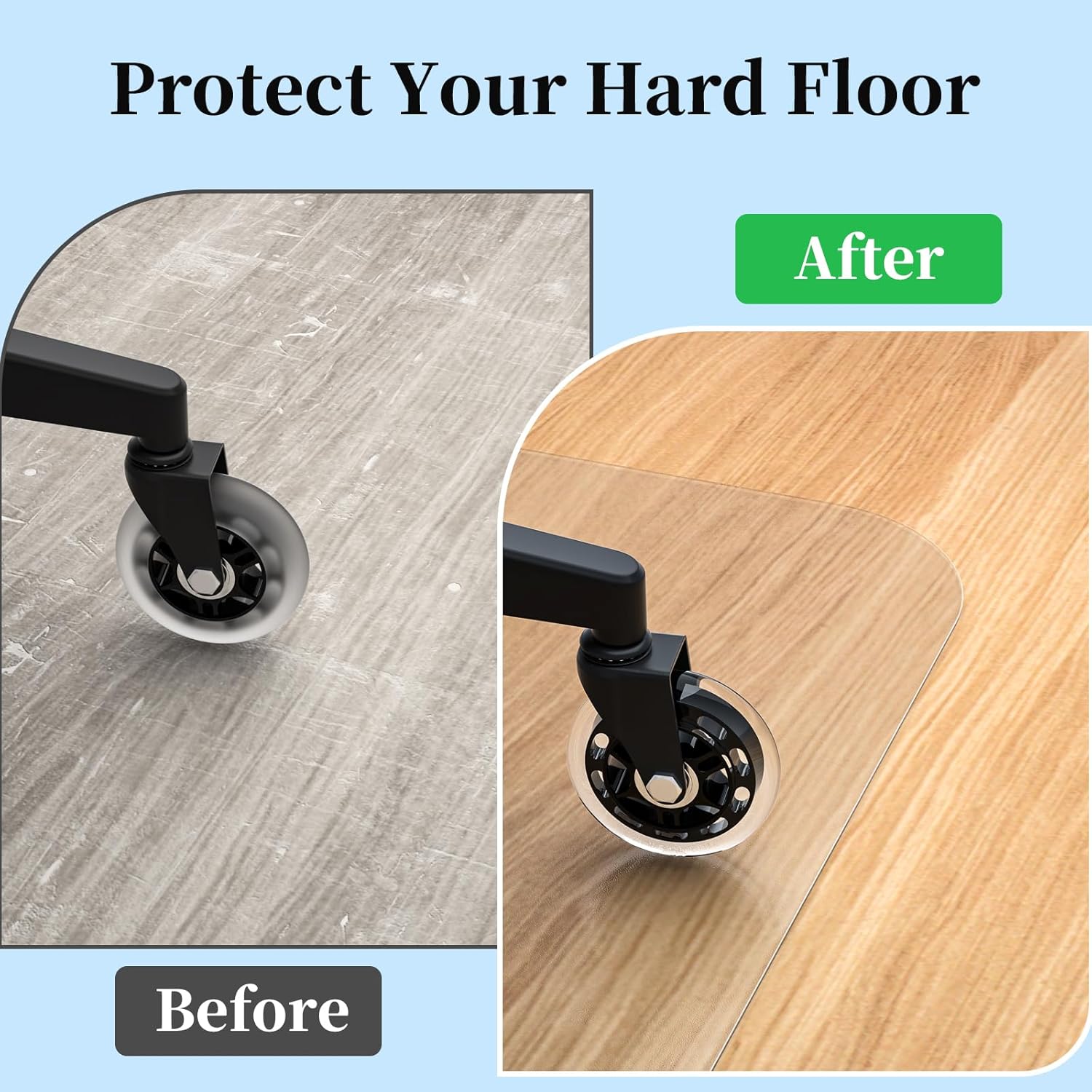 Tonaus Chair Mat for Hard Floor Office Chair Mat Desks Mats Large 48"×36" (3'x4'),Transparent Clear PVC Floor Protector for Home Office Study Wooden Floors, Not for Carpet - Image 5