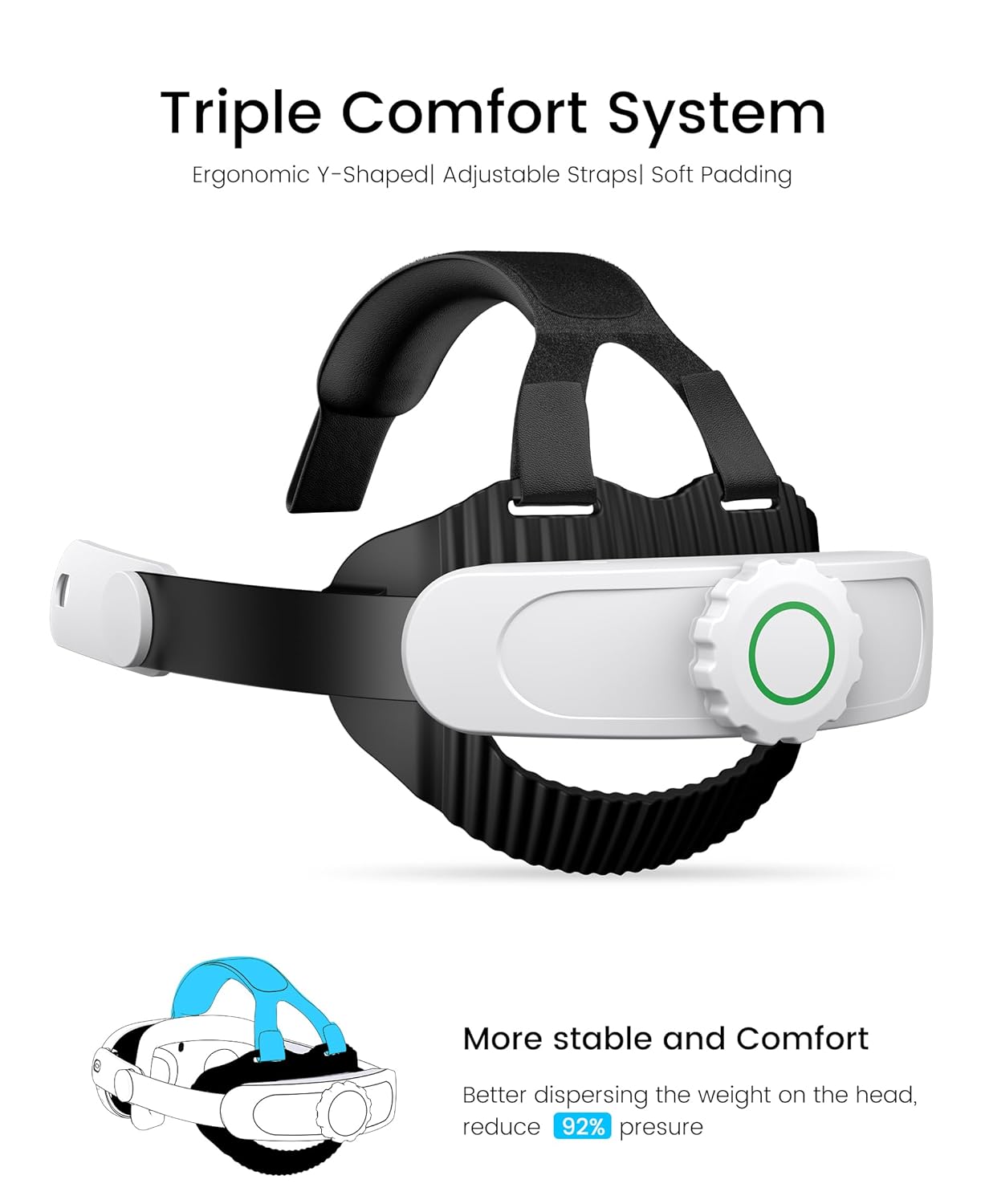 Battery Head Strap Compatible with Oculus Meta Quest 3S/3/2,10000mAh Battery VR Headset Strap Enhanced Support and Comfort, Adjustable Elite Strap Replacement- MV1001 - Image 3