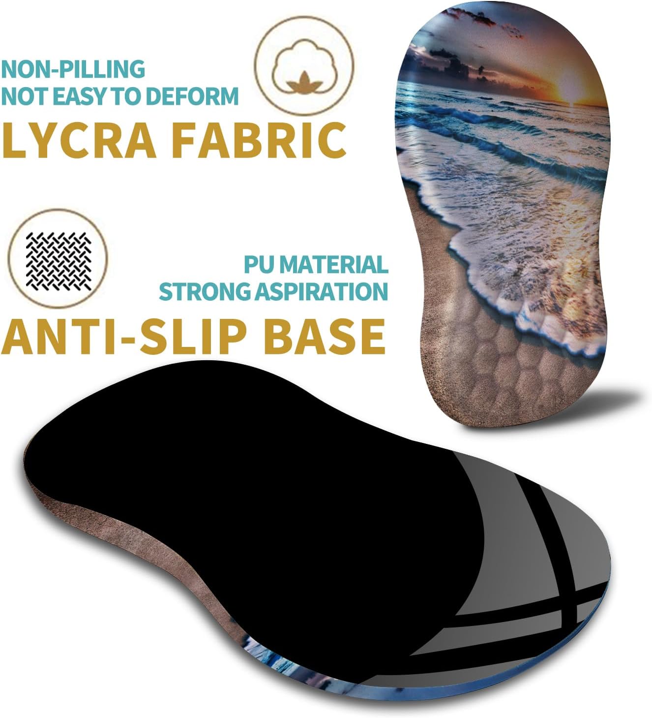 Hokafenle Ergonomic Mouse Pad Wrist Support with Massage Design, Wrist Rest Pain Relief Mousepad with Memory Foam&Non-Slip PU Base, Mouse Pads for Wireless Mouse & Desk (12x8 inch,Sunrise Beach) - Image 6