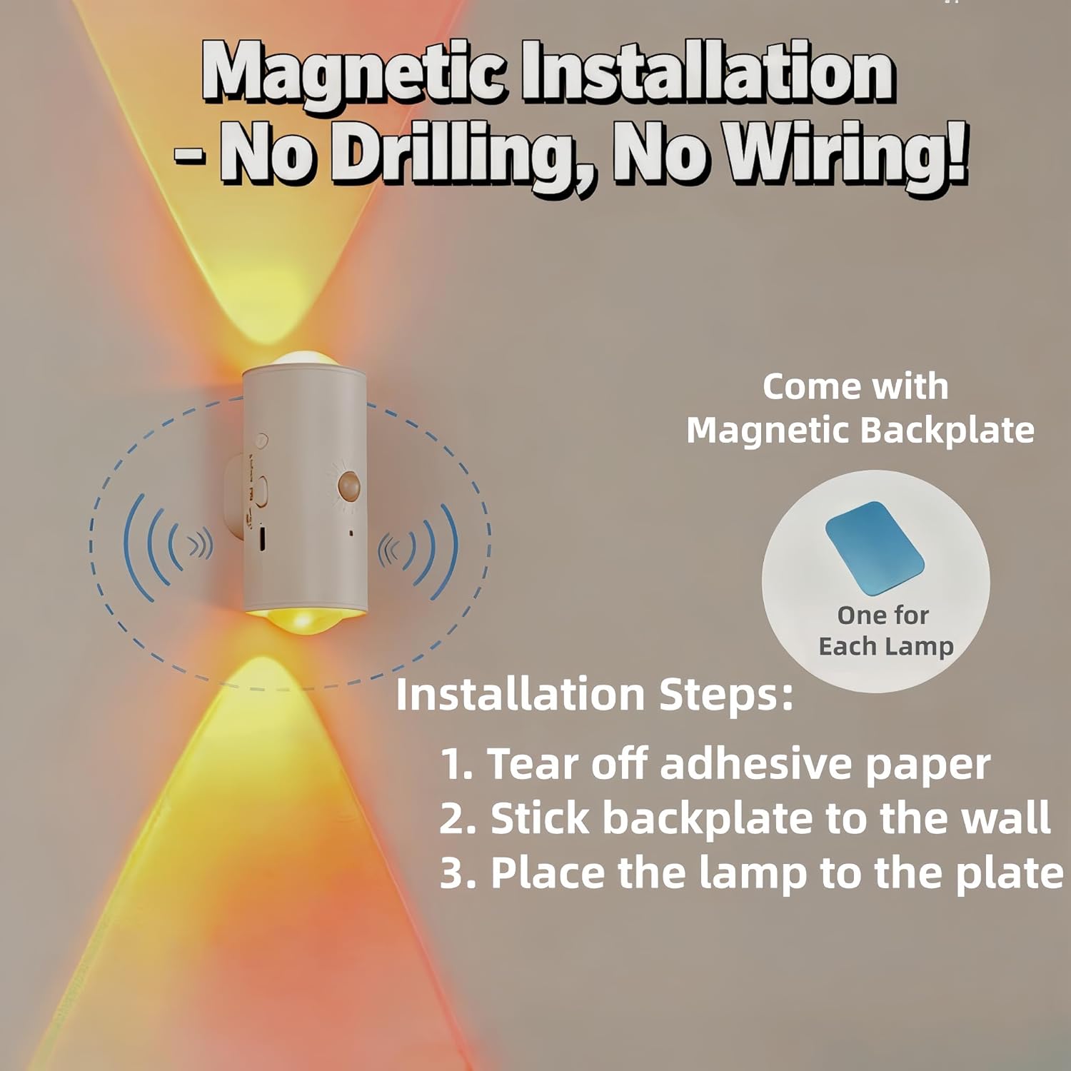 4 Pack Rechargeable Dynamic RGB LED Wall Lamp, Motion-Sensing Step Lights with Remote Control, 1200mAh Battery, Dimmable, Magnetic Mount for Staircase, Hallway, Bedroom, Kitchen, Bar - Image 6