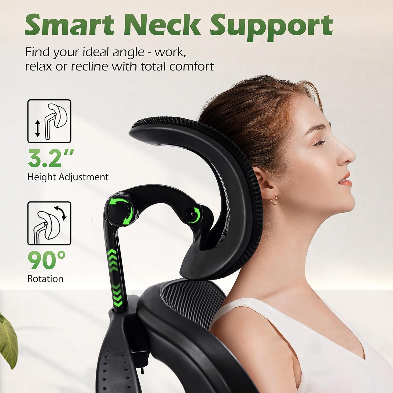 AreShark Office Chair Ergonomic Desk Chairs with Adjustable Lumbar Support& Headrest Hanger, High Back Breathable Mesh Chair with Wheels, Rolling Swivel Comfy Task Computer Chair for Home Work Gaming - Image 3