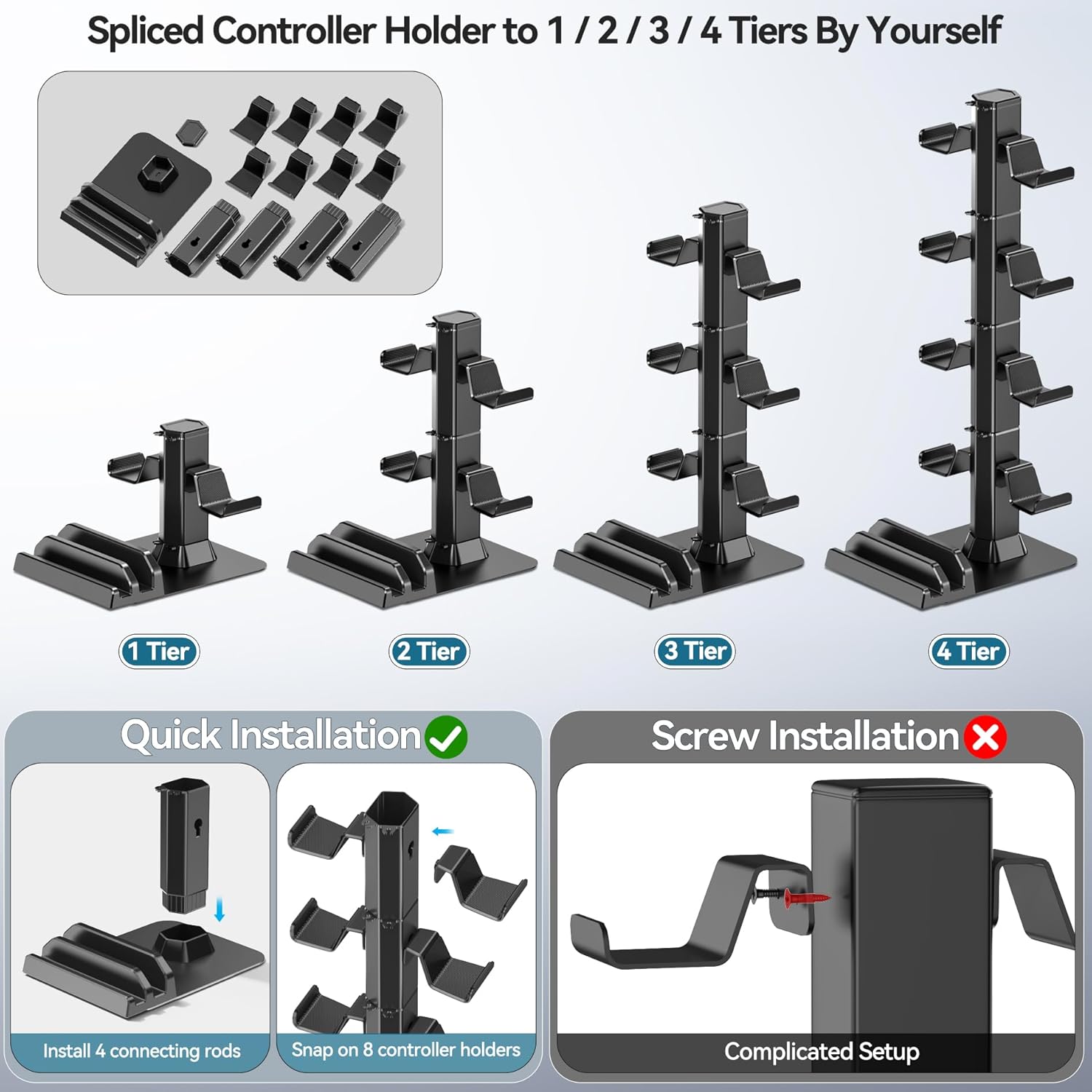 Gaming Headset & Controller Holder Stand for Gamer Gift, Game Headphone Desk Organizer Storage with Cable Hook for Xbox/ PS5/ PS4/ Controller, Nintendo Switch 1/ 2/ PS Portal for Nintendo 64 Consoles - Image 3