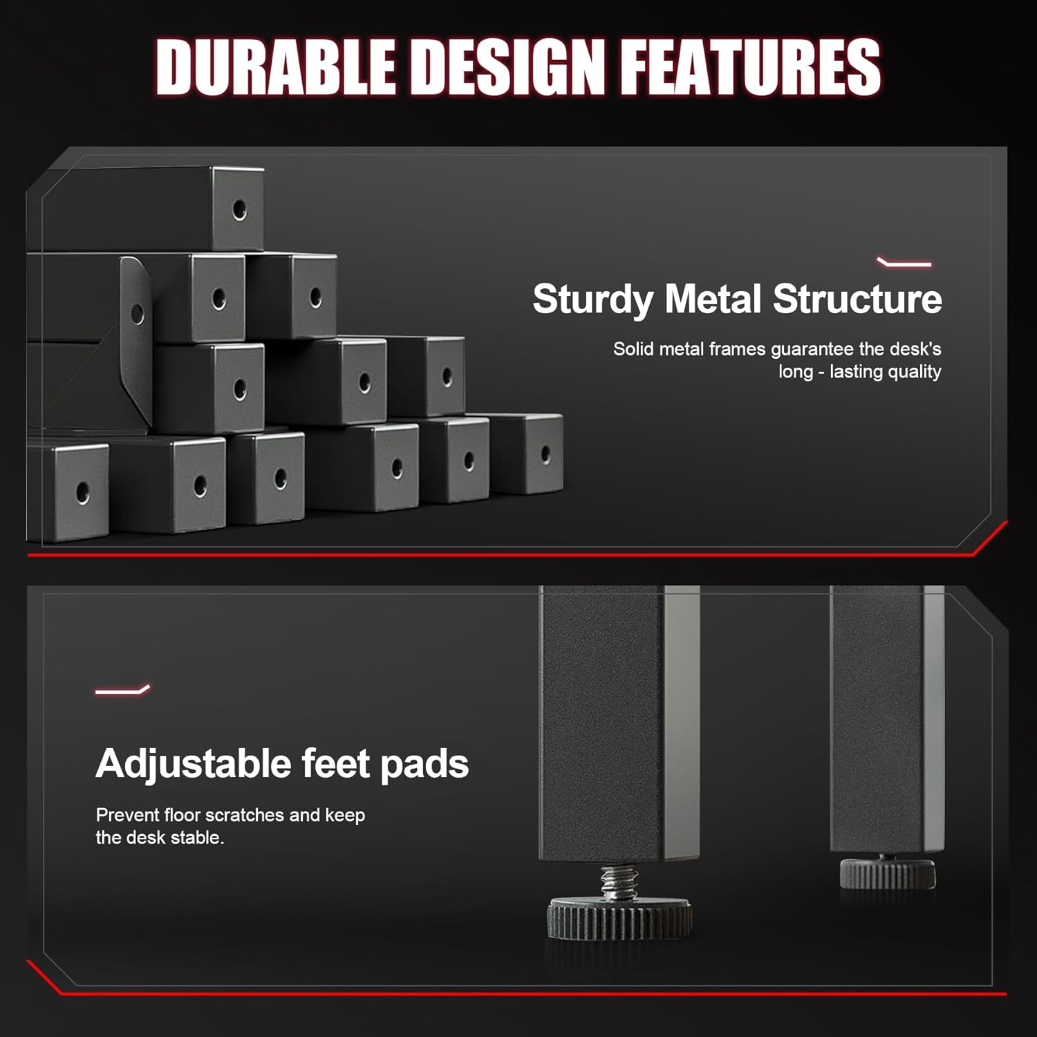 GTPLAYER 55 Inch Gaming Desk with LED Lights, Large Computer Desk with Mouse Pad for Home Office, T-Shaped Carbon Fibre Surface PC Game Workstations with Headphone Hook - Image 9