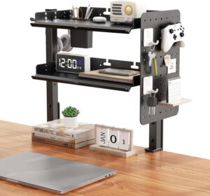 2-Tier Metal Clamp On Desk Shelf, A...