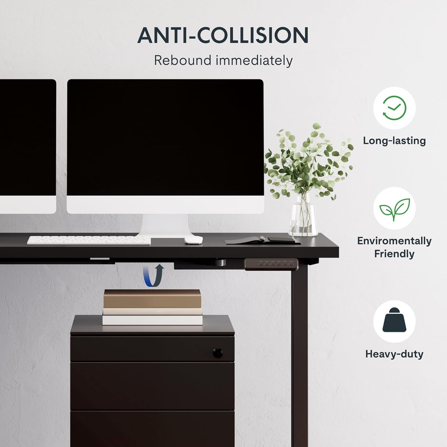 SANODESK L Shaped Standing Desk Adjustable Height, Electric Corner Standing Desk, 71 x 63 inch Sit Stand Computer Table with Splice Board, Black - Image 7