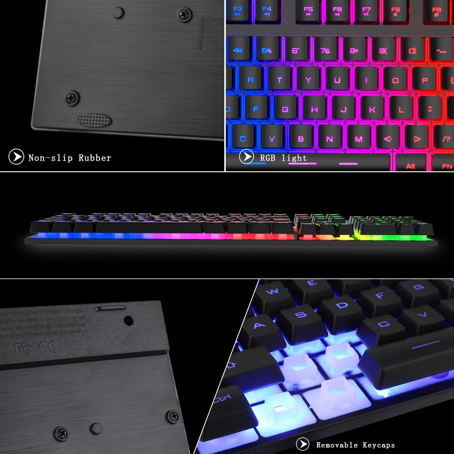 BlueFinger RGB Gaming Keyboard and Backlit Mouse Combo, USB Wired, LED Gaming Set for Laptop PC Computer Game and Work - Image 5