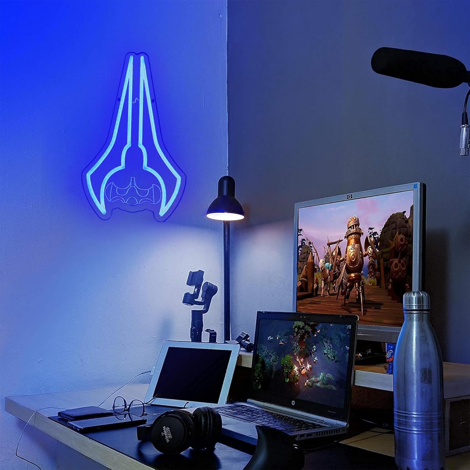 Cool Sci-Fi Energy Blade Neon Sign, Glow Double Blade Neon Light Wall Decor, USB Powered Gaming Neon Lamp for Gamer Room Bedroom Man Cave Teen Boy Space, Unique Novelty Gift for Video Game Lovers Men Boys - Image 3