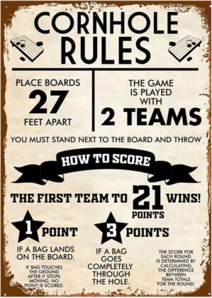 Cornhole Rules Sign Retro Vintage M...