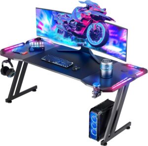 HLDIRECT 63 Inch Gaming Desk with L...