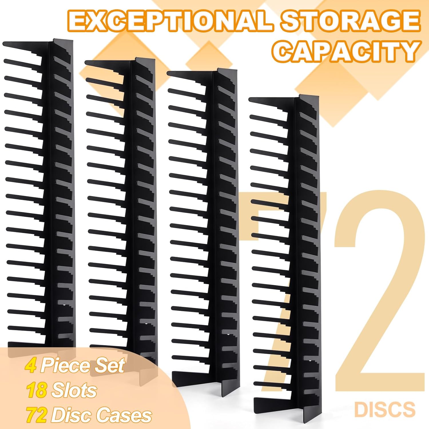 4 Pack Video Game Case Storage Wall Mount - Holds Up to 72 Disc Boxes,Metal Wall Mounted Game Case Holder for PS,DVD,Xbox Game Organizer - Image 4