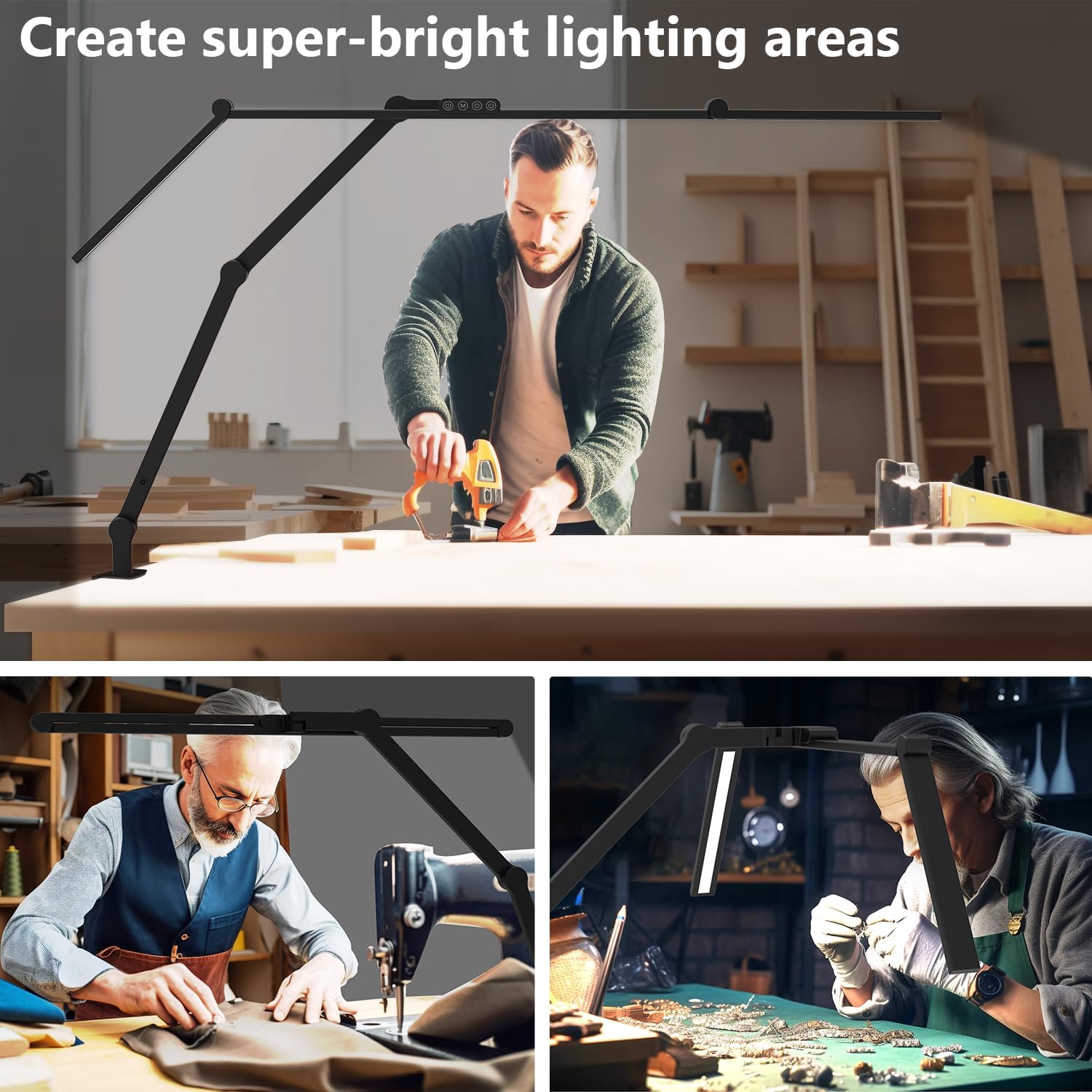 3000 Lumen Ultra Bright Architect Desk Lamp with Clamp, 36W Tall Overhead Led Desk Light for Home Office, 47Inch Long Dimmable Computer Monitor Light Bar with Remote for Table Desktop Drafting - Image 4