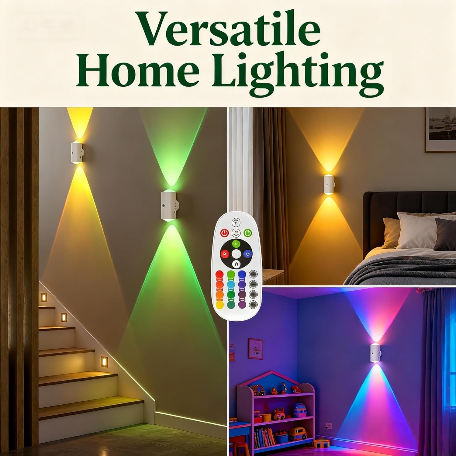 4 Pack Rechargeable Dynamic RGB LED Wall Lamp, Motion-Sensing Step Lights with Remote Control, 1200mAh Battery, Dimmable, Magnetic Mount for Staircase, Hallway, Bedroom, Kitchen, Bar - Image 4