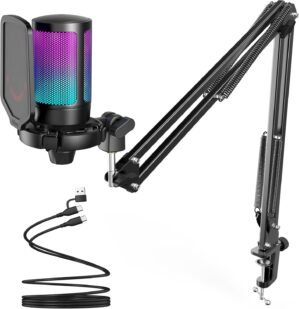 FIFINE Gaming PC USB Microphone, Po...