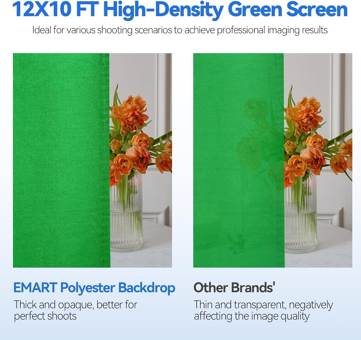 EMART 8.5 x 10ft Green Screen Backdrop Kit with Tripod Stand, Photography Background Support System with 10 x12ft 100% Cotton Muslin Chromakey Backdrop for Photo Studio, Video Shooting, Live Streaming - Image 4