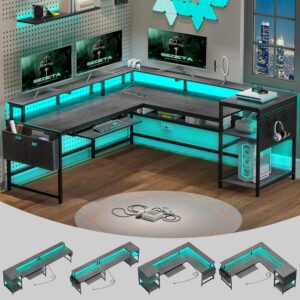 SEDETA L Shaped Gaming Desk, Conver...