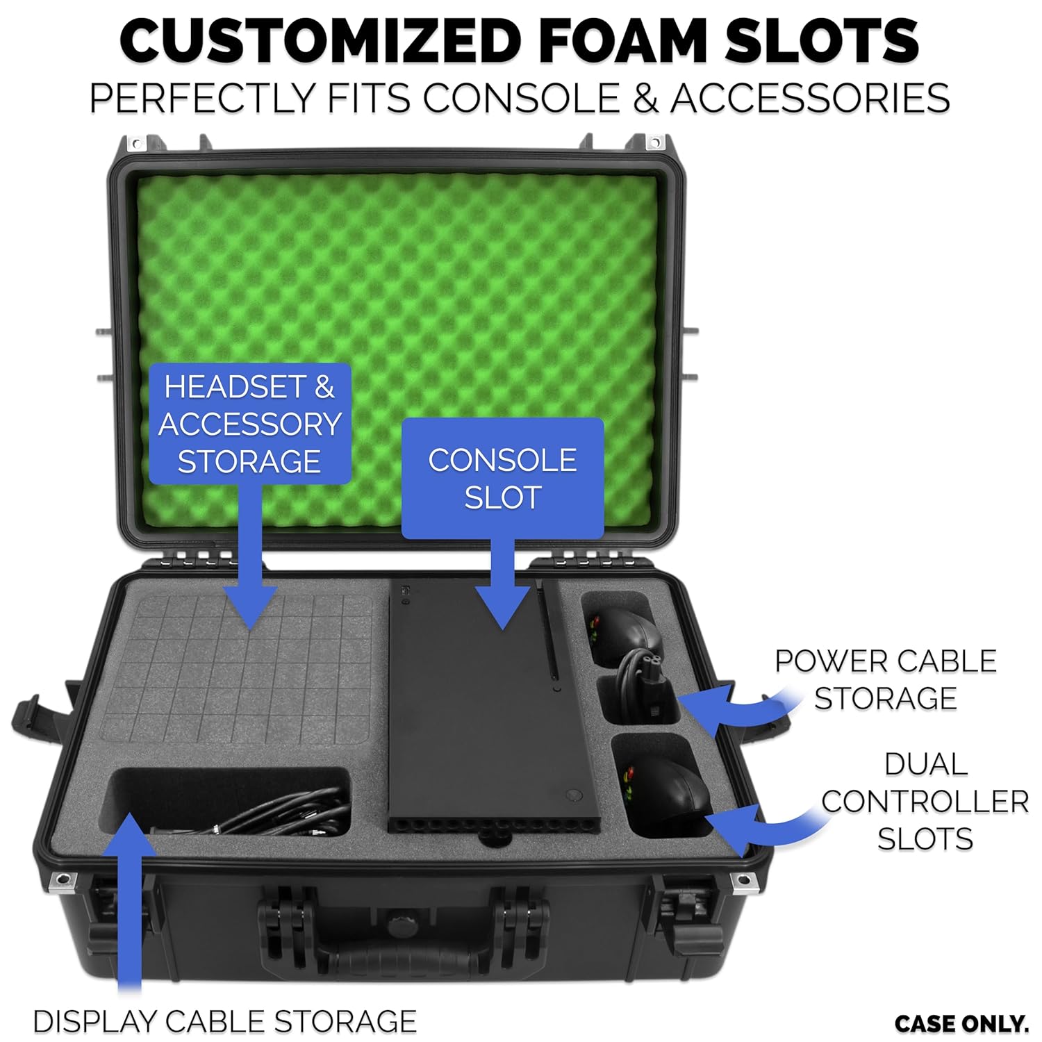 CASEMATIX Hard Shell Travel Case Compatible with Xbox Series X Console, Controllers, Headset and Other Accessories - IPX7 Waterproof and Crushproof Carrying Case with Customized Foam Interior - Image 3