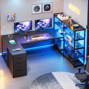 SEDETA L Shaped Gaming Desk, Revers...