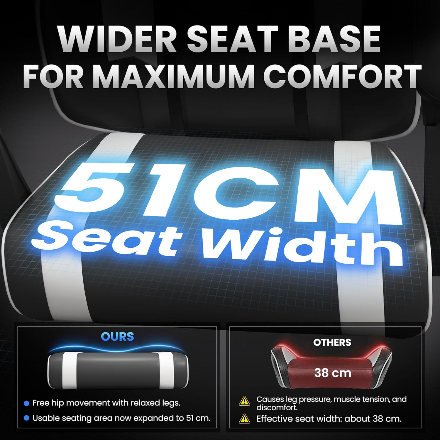 Gaming Chair for Adults Gamer Game - Ergonomic Gaming Chair with Footstool, Headrest, and Lumbar Support Height Adjustable Leather Game Chair’s 200 KG Load Bearing Capacity White - Image 5