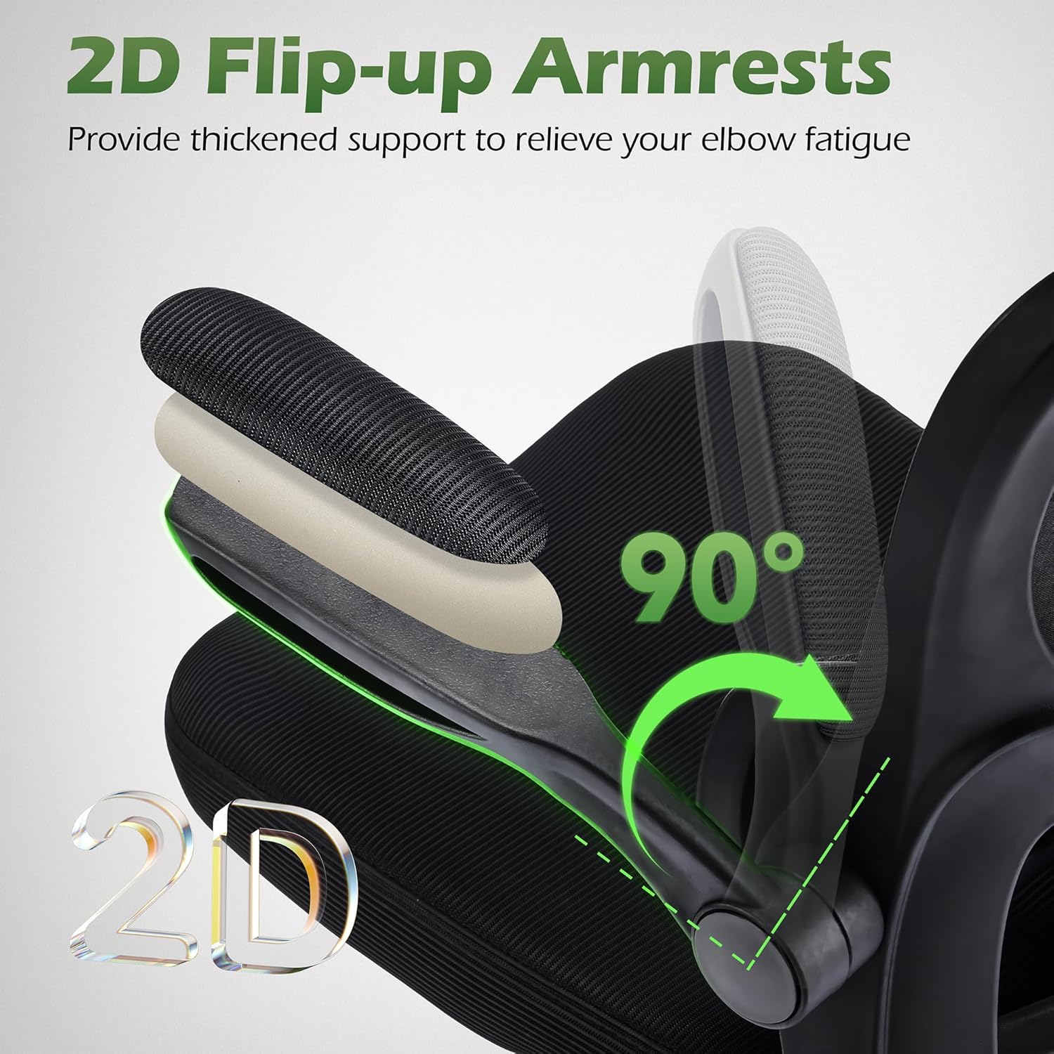 AreShark Office Chair Ergonomic Desk Chairs with Adjustable Lumbar Support& Headrest Hanger, High Back Breathable Mesh Chair with Wheels, Rolling Swivel Comfy Task Computer Chair for Home Work Gaming - Image 8