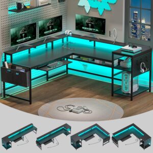 SEDETA L Shaped Gaming Desk, Revers...