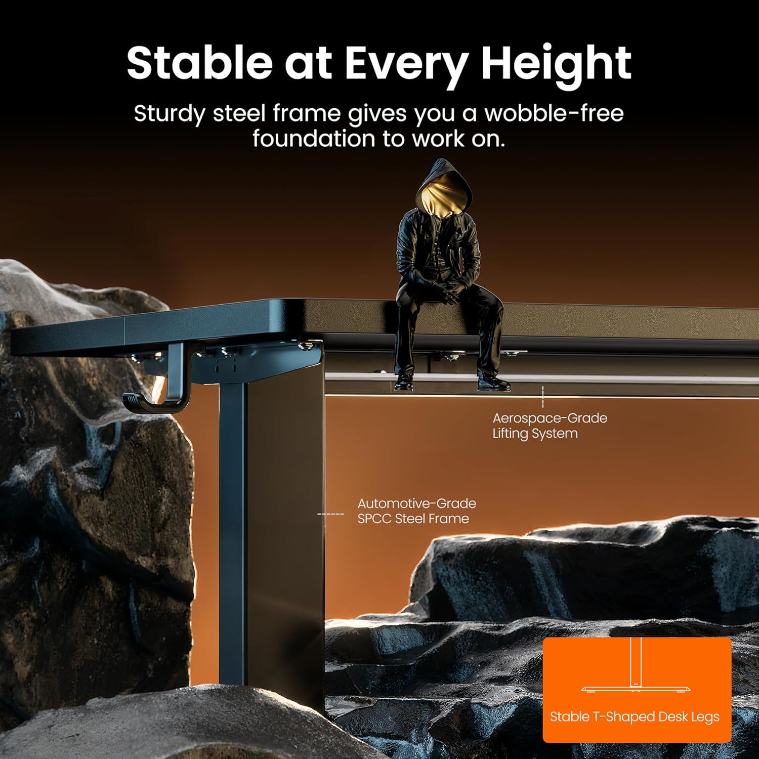 ErGear Height Adjustable Electric Standing Desk, 48 x 24 Inches Sit Stand up Desk, Memory Computer Home Office Desk, Black - Image 5