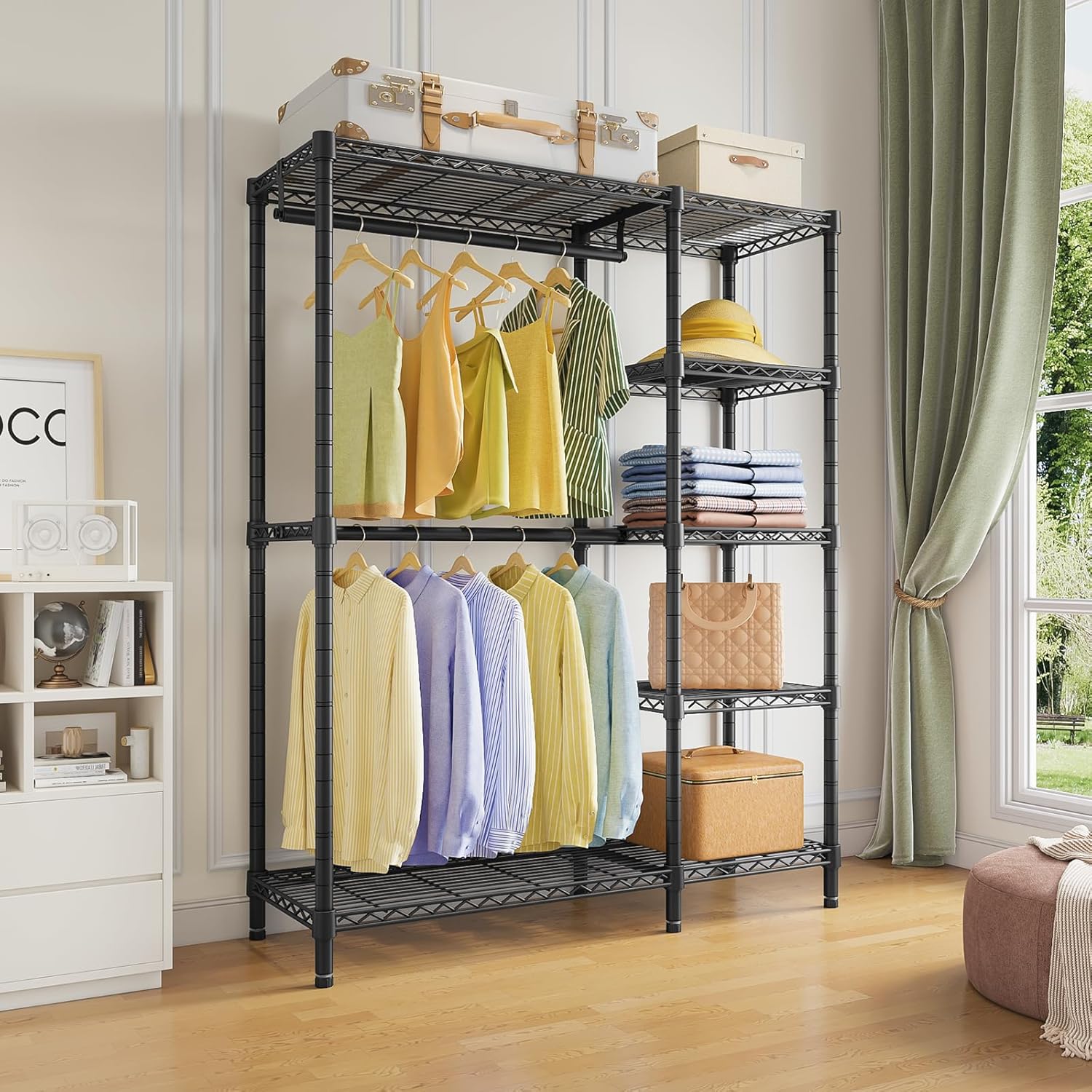 VIPEK V7 Garment Rack for Hanging Clothes Heavy Duty Clothes Rack with Shelves, Portable Closet Racks Metal Clothing Racks 5 Tiers Freestanding Closet Wardrobe System, Max Load 670lbs, Black - Image 2