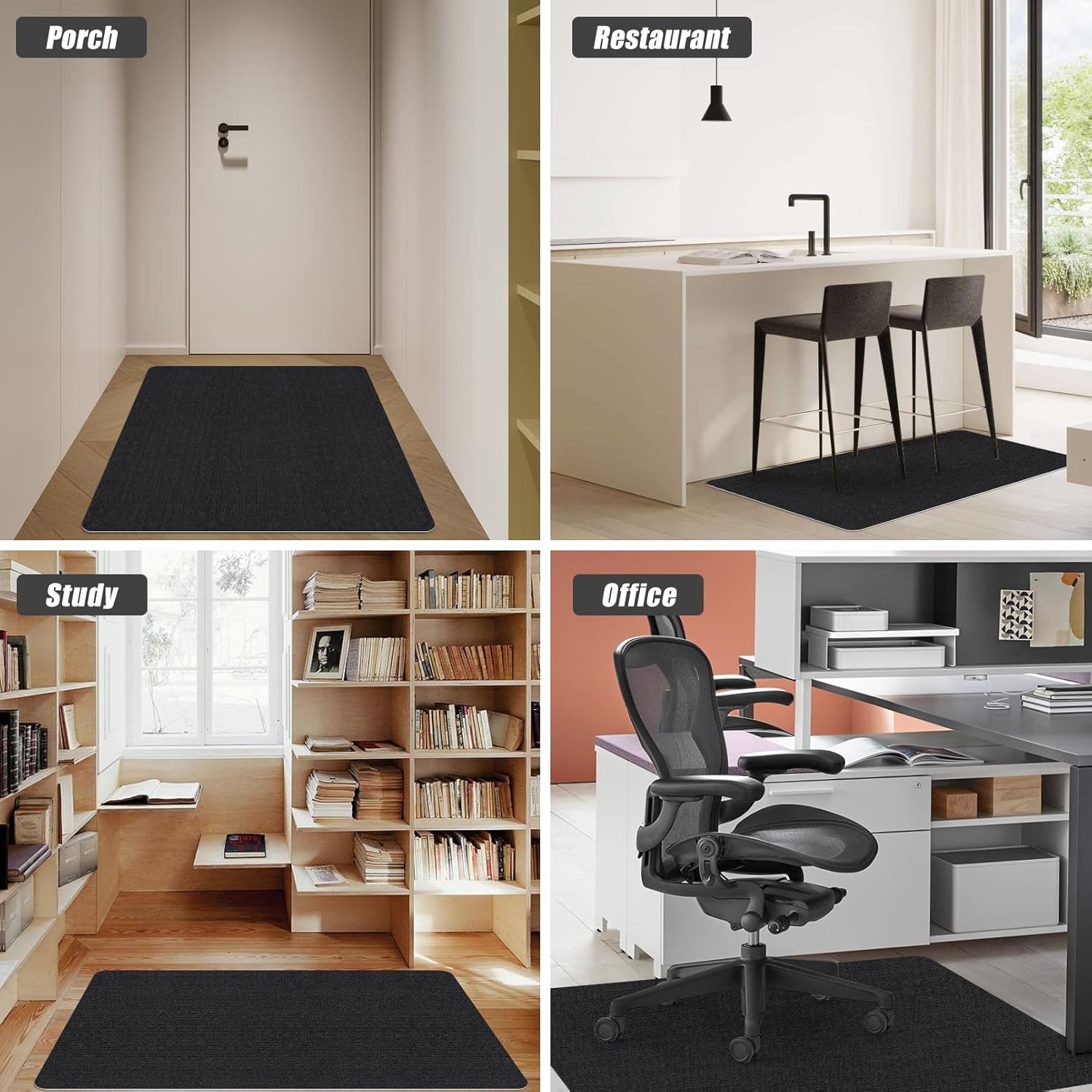 Sycoodeal Office Chair Mat for Hardwood Floor,Office Computer Gaming Chair Mat for Tile Floor,Large Floor Protector Rug,Anti-Slip,Easy to Clean,Pure Black(48"x36") - Image 7