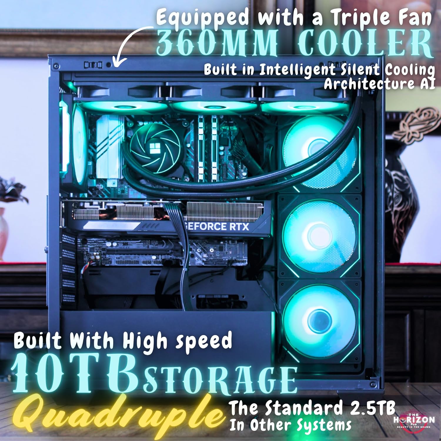 The Horizon Autherium Dragon RGB I9 RTX Gaming PC || 64GB RAM || 10TB High Speed Storage || Core I9 Upto 5.4Ghz || RTX 5070 OC || Windows 11 PRO || 360MM AIO || 2.4GB/s WiFi 6E, VR and Gaming Ready - Image 4