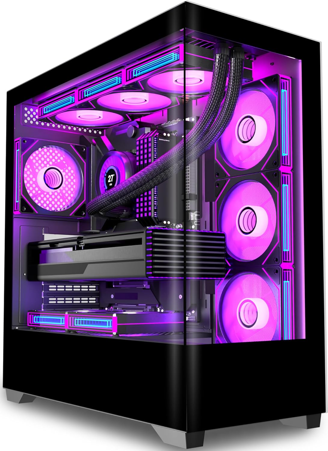 KEDIERS PC CASE ATX 7 PWM ARGB Fans Pre-Installed, Type-C Mid Tower Computer Case with Full-View Dual Tempered Glass, Gaming PC Case,Black,P4 - Image 16