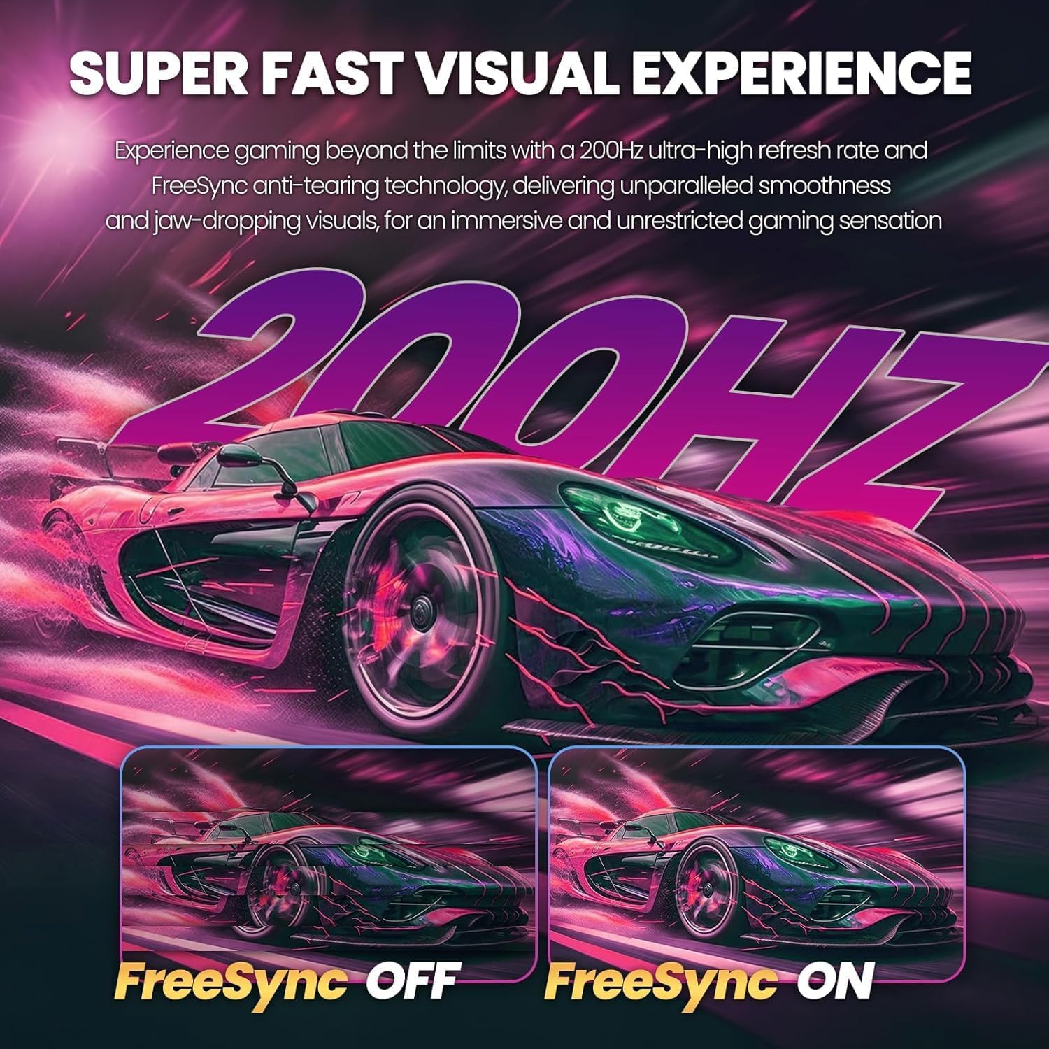 ZZA 27-Inch Curved Computer Monitor,200Hz|180Hz|144Hz Gaming Monitor,FHD 1080P 1800R VA Screen, Monitor 27 inch 100% sRGB, AMD FreeSync,Eye Care,Ultra-Thin,Bezels HDMI & DP Port - Image 5