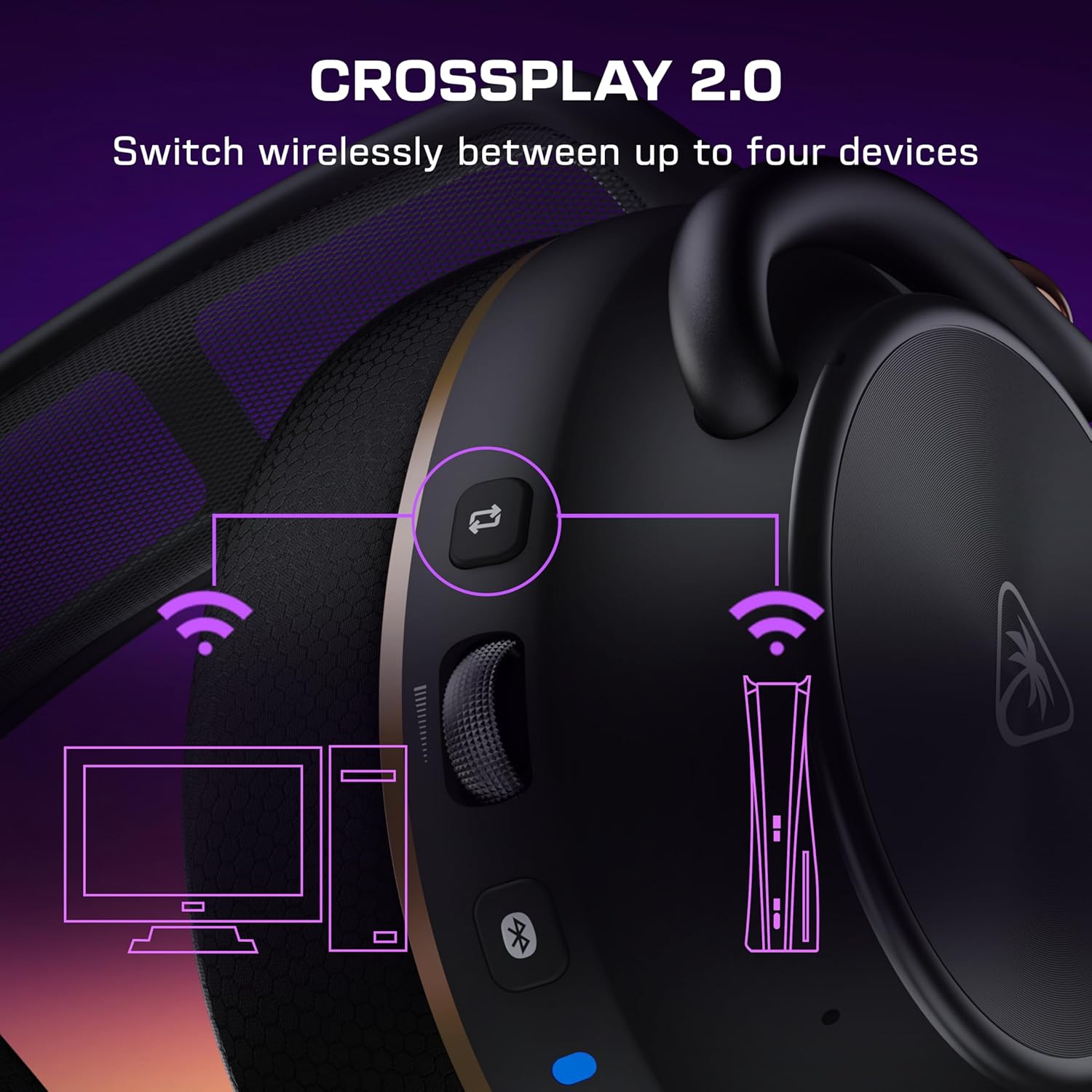 Turtle Beach Stealth Pro II Premium Multiplatform Wireless Gaming Headset for PC, PlayStation 5, PS4, Hi-Res 24-bit Audio, Noise Cancellation, Rechargeable Battery, Bluetooth, Boom Mic, Black - Image 6