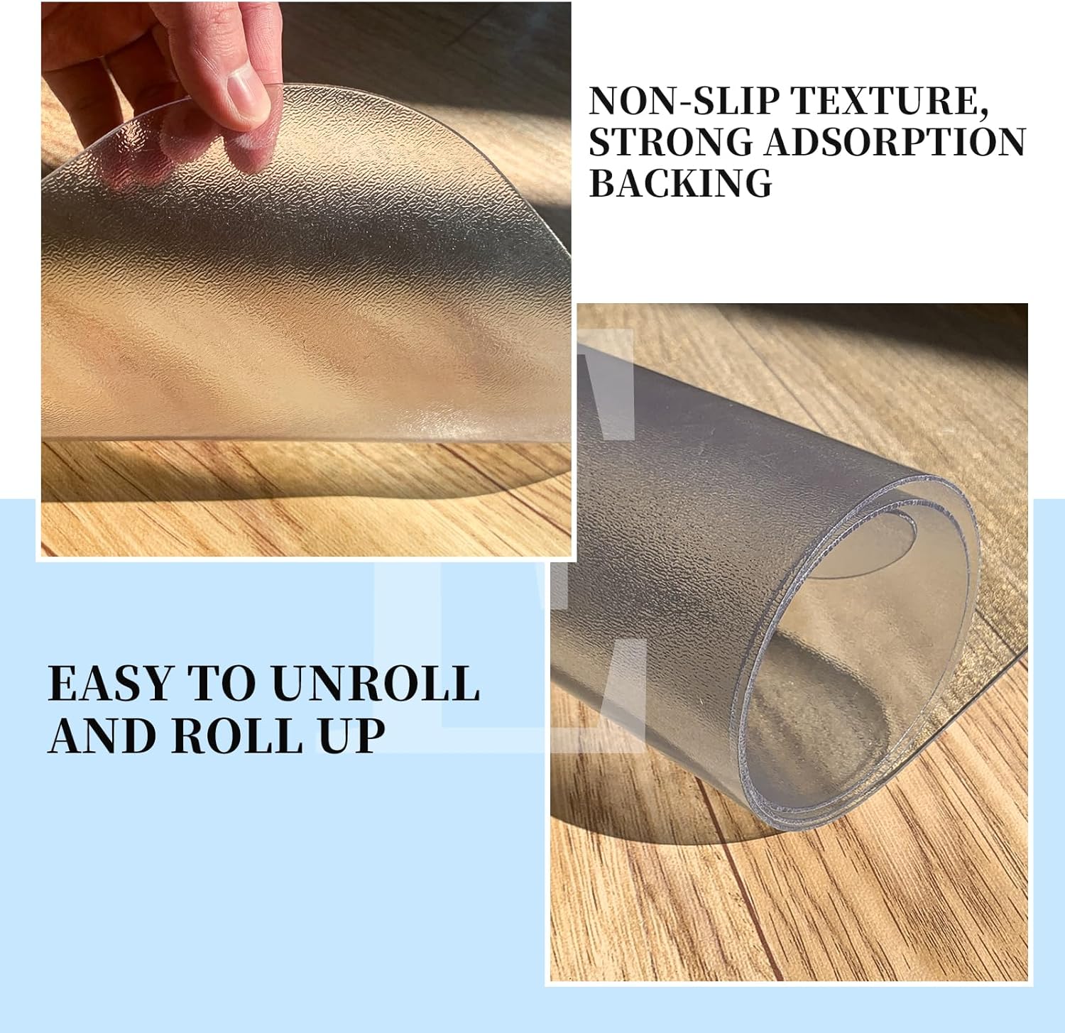 Tonaus Chair Mat for Hard Floor Office Chair Mat Desks Mats Large 48"×36" (3'x4'),Transparent Clear PVC Floor Protector for Home Office Study Wooden Floors, Not for Carpet - Image 4