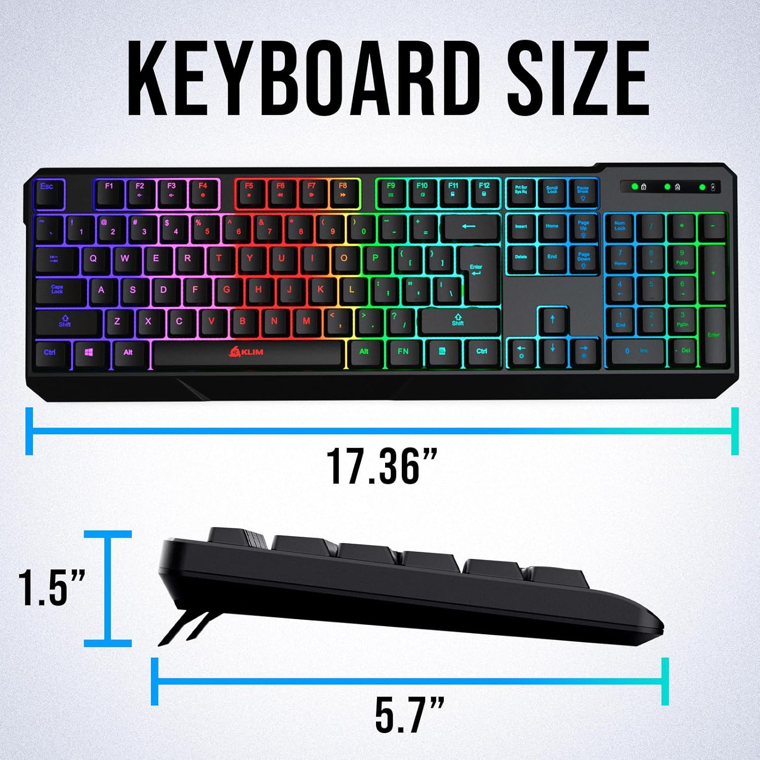 KLIM Chroma Wireless Keyboard – RGB Backlit Gaming, Rechargeable Battery, PC Keyboard, Durable & Water-Resistant, Compatible with PS4, PS5 & Mac - Black - Image 7