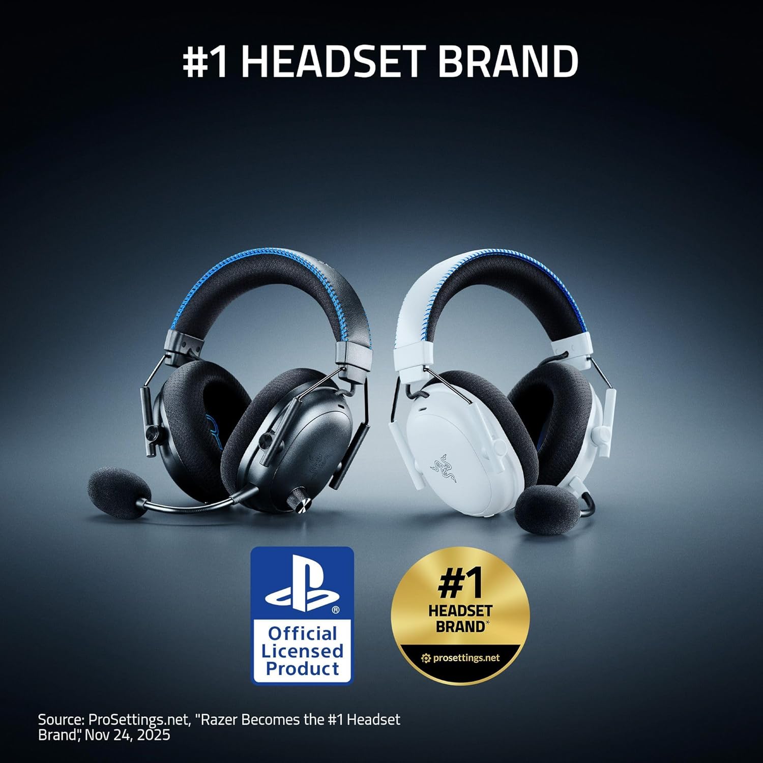 Razer BlackShark V3 Pro Wireless ANC Gaming Headset for PS5: Full Band Mic - 50mm Drivers - 2.4 GHz, Bluetooth, 3.5mm - Works with PC, Mac, Nintendo Switch, Smartphone - Long Battery Life - White - Image 2