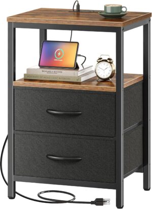 Huuger Nightstand with Charging Sta...