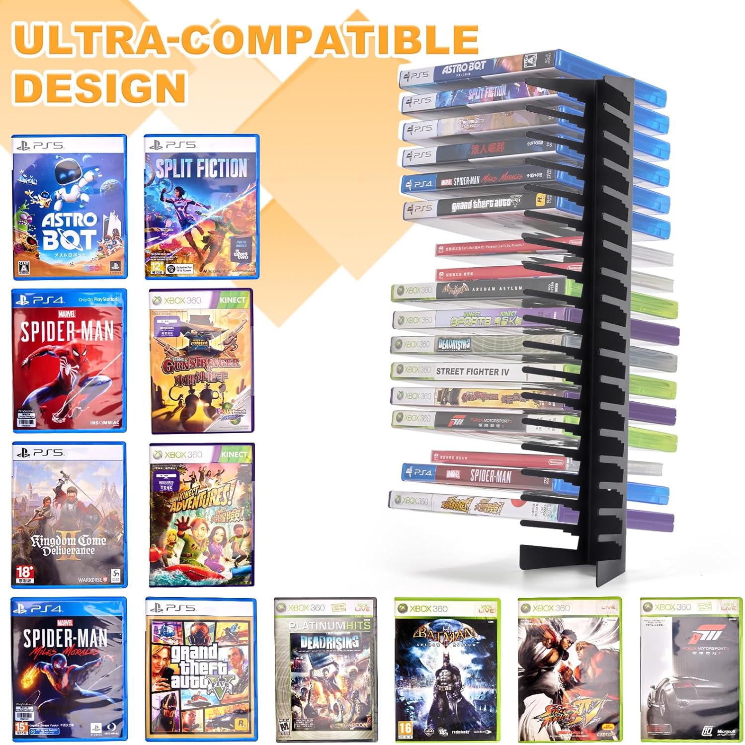 4 Pack Video Game Case Storage Wall Mount - Holds Up to 72 Disc Boxes,Metal Wall Mounted Game Case Holder for PS,DVD,Xbox Game Organizer - Image 2