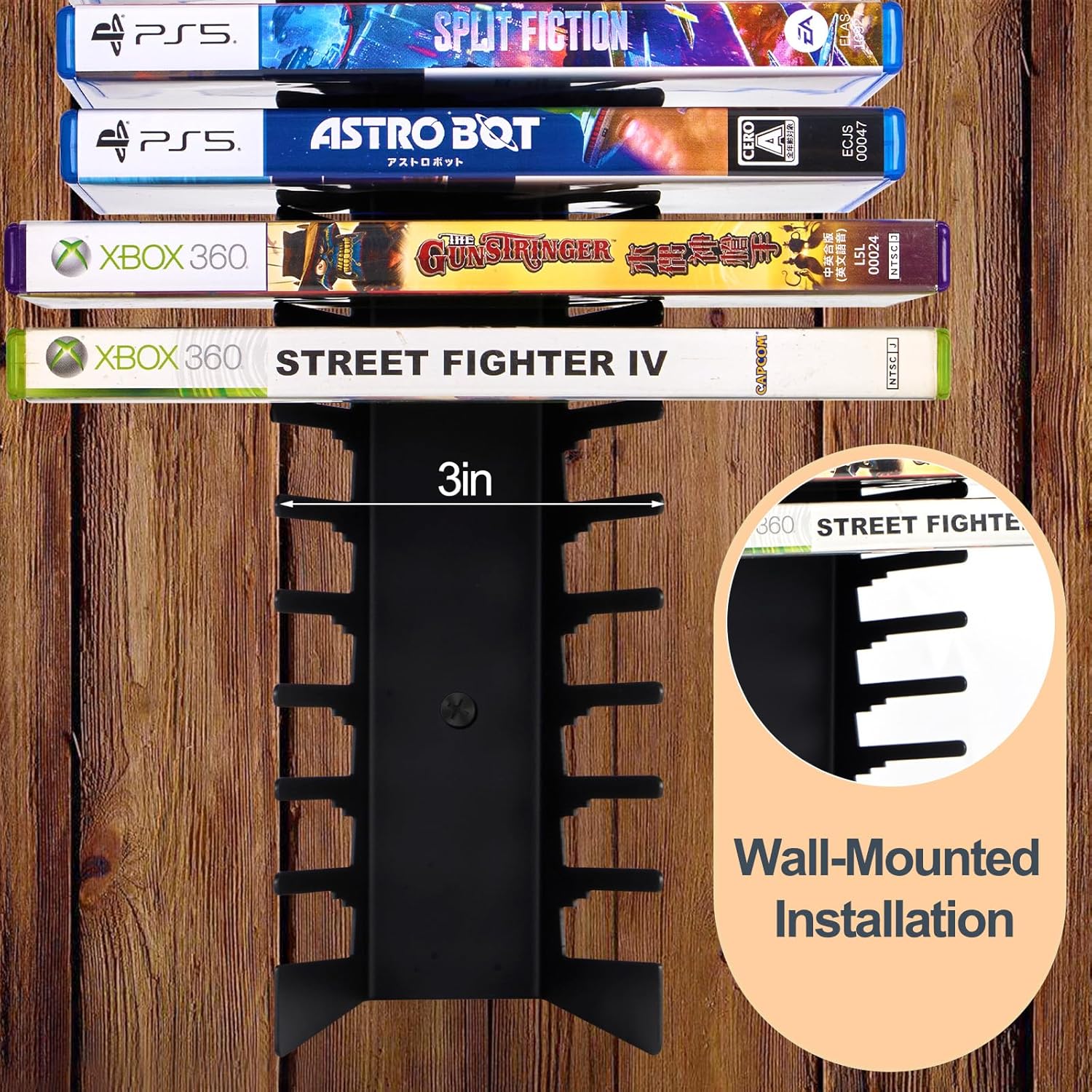4 Pack Video Game Case Storage Wall Mount - Holds Up to 72 Disc Boxes,Metal Wall Mounted Game Case Holder for PS,DVD,Xbox Game Organizer - Image 6