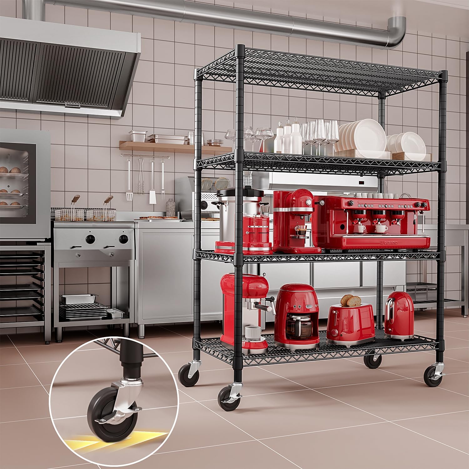 IZEUK Garage Shelving Wide Storage Shelves 4 Tier Metal Shelves 3200 LBS Heavy Duty Adjustable Utility Shelf Rack Black 23.6" D x 53.1" W x 73.6" H - Image 6