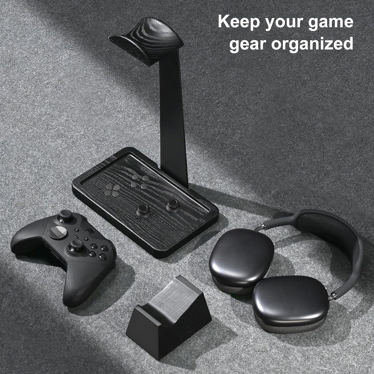 UPERGO Solid Wood Gaming Headset Stand with Controller Holder - Creative Gift for Teens, Boyfriends, Brothers, and Gamers - Desktop Organization and Decoration - Image 3