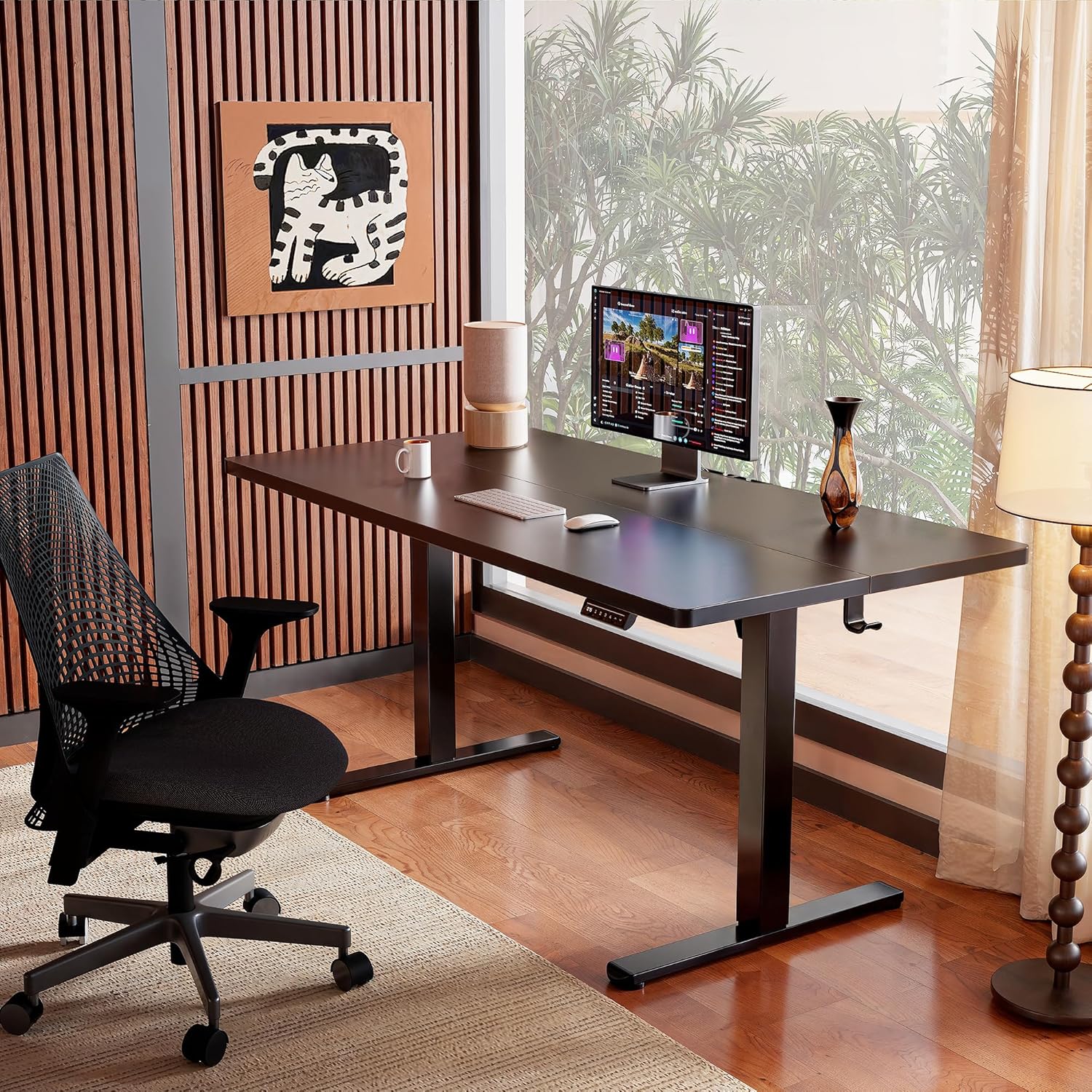 ErGear Height Adjustable Electric Standing Desk, 48 x 24 Inches Sit Stand up Desk, Memory Computer Home Office Desk, Black - Image 2